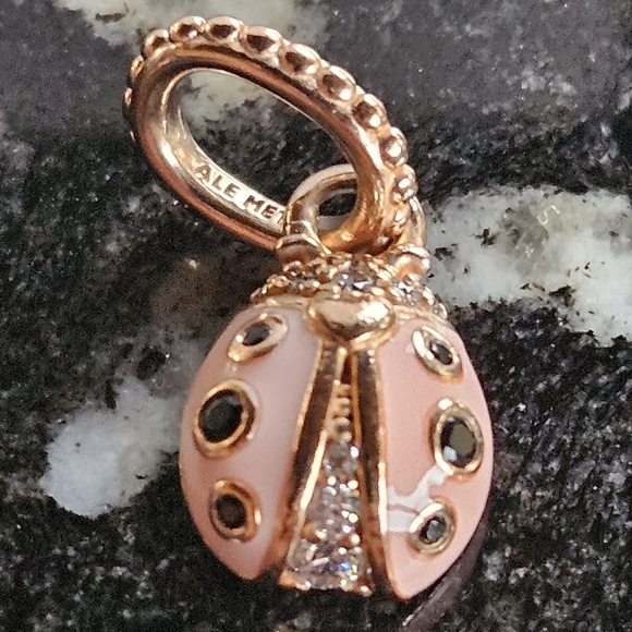 PANDORA Rose Lucky Pink Lady Bug Pendant No. 387909EN160 - Picture 1 of 5
